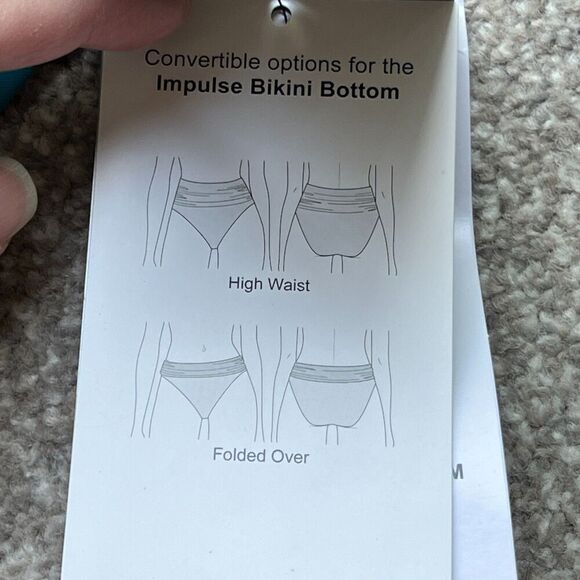 Coco Reef Swim Womens sz XL Impulse Rollover Solid Teal Cove Blue Bottoms - Picture 4 of 7